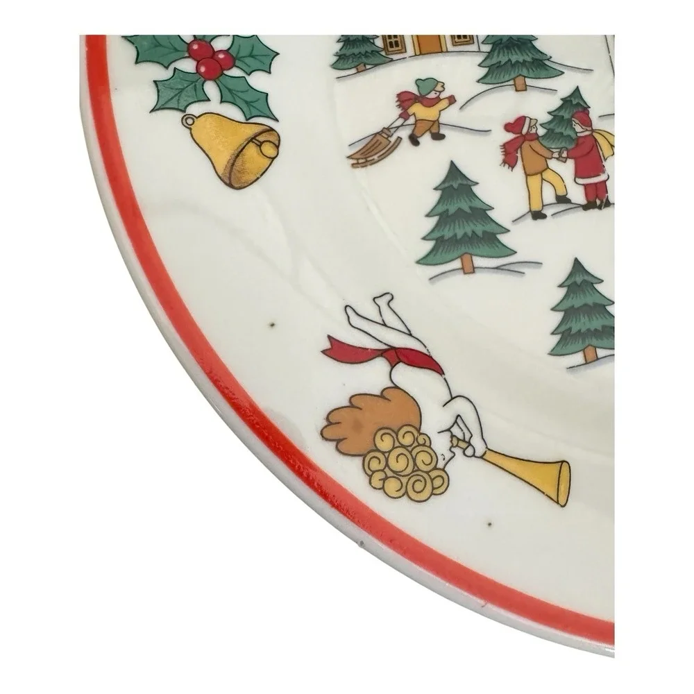Jamestown China 1987 Joy of Christmas Holiday Snack Set Mug Saucer 2 Plates VTG